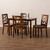 Baxton Studio Abilene Mid-Century Light Brown Fabric Upholstered and Walnut Brown Finished 5-Piece Wood Dining Set