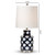 Baxton Studio Tierney Modern and Contemporary Dark Blue and White Quatrefoil Patterned Ceramic Table Lamp