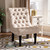 Baxton Studio Barthe Classic and Traditional Beige Fabric Upholstered Accent Chair with Rolled Back