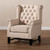 Baxton Studio Charrette Transitional Beige Fabric Upholstered Button Tufted Armchair