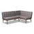 Baxton Studio Arvid Mid-Century Modern Gray Fabric Upholstered 2-Piece Wood Dining Corner Sofa Bench