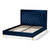 Baxton Studio Valery Modern and Contemporary Navy Blue Velvet Fabric Upholstered Platform Bed with Gold-Finished Legs