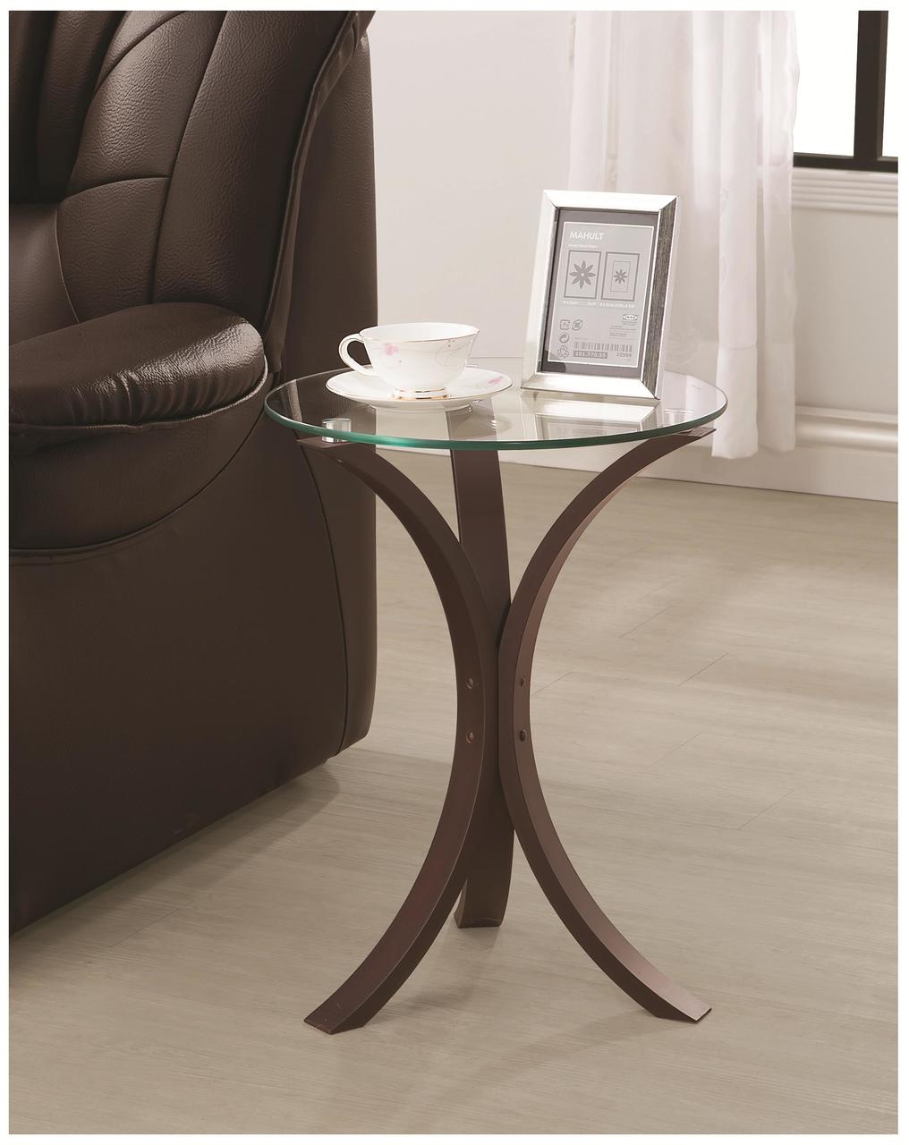 Coaster Vidrio Glass Accent Table in Cappuccino