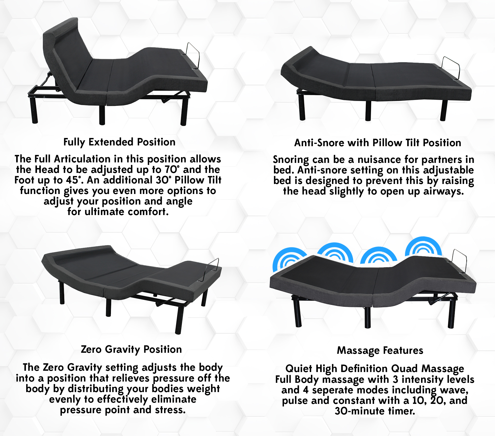 iDealBed 6i Custom Adjustable Bed Base, Wireless, Bluetooth, Pillow Tilt