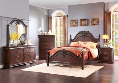Homelegance Mont Belvieu 4-Piece Dark Cherry Bedroom Set