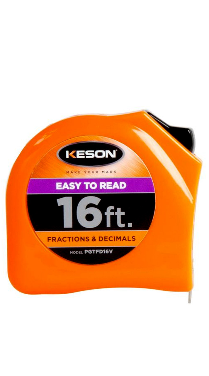 Keson Short Tape Measure with Fractions and Decimals