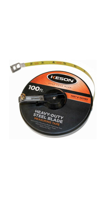 Keson ST10018 100' Ft, In, 1-8 Painted Steel Tape Closed Case W-Hook ...