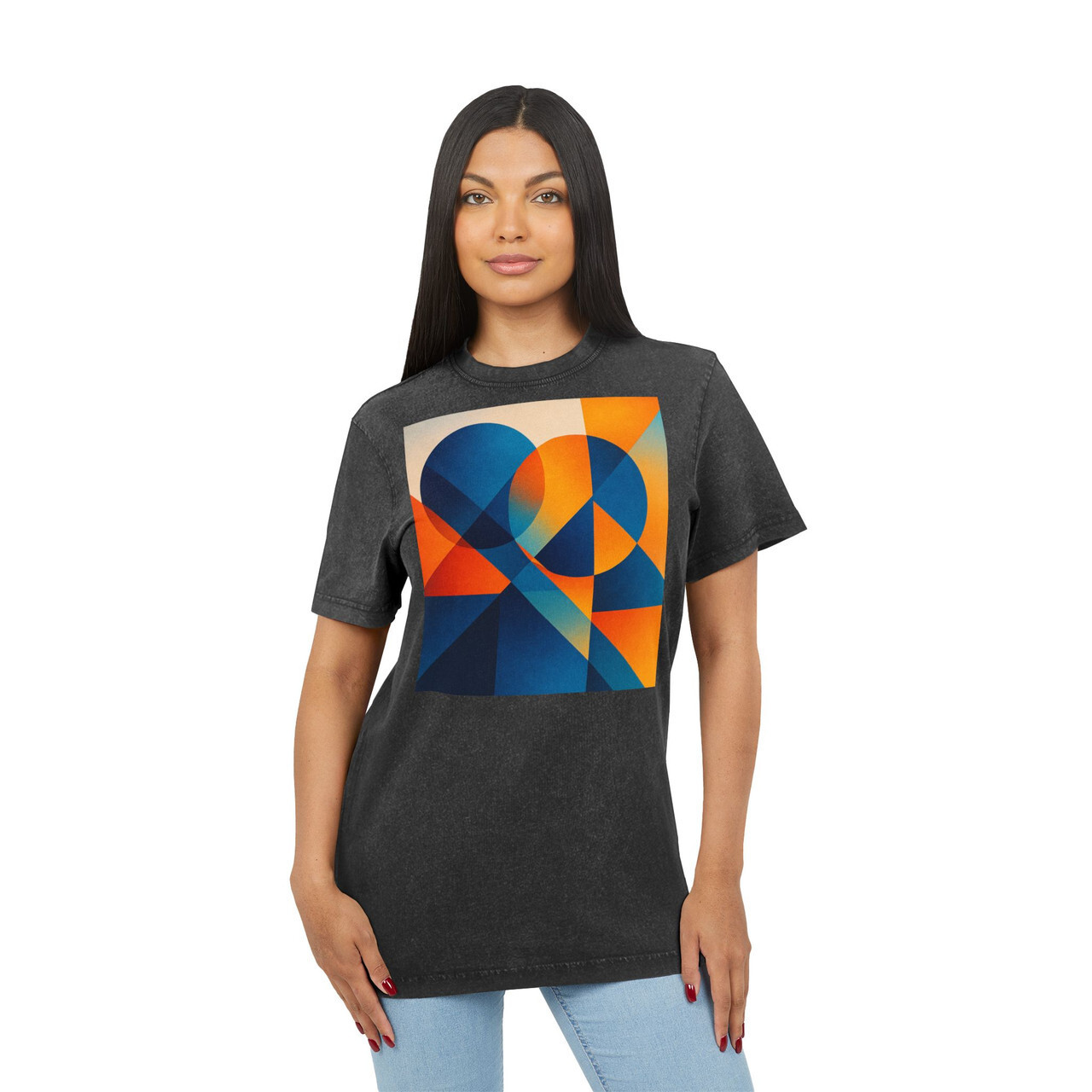 Acid Washed Round Neck Tee