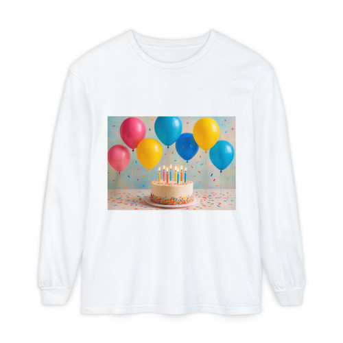Joyful Birthday Bash - Unisex Garment-dyed Long Sleeve T-Shirt Joyful Birthday Bash - Unisex Garment-dyed Long Sleeve T-Shirt