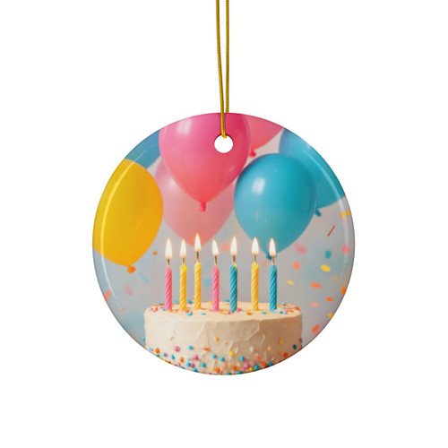 Joyful Birthday Bash - Decorative Ceramic Ornaments, Double-Sided (1pc, 3pcs, 5pcs, 10pcs)