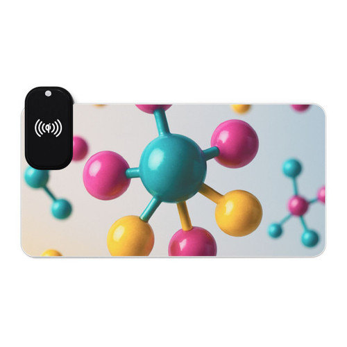 Molecular Harmony - LED Gaming Mouse Pad, Wireless Charging
