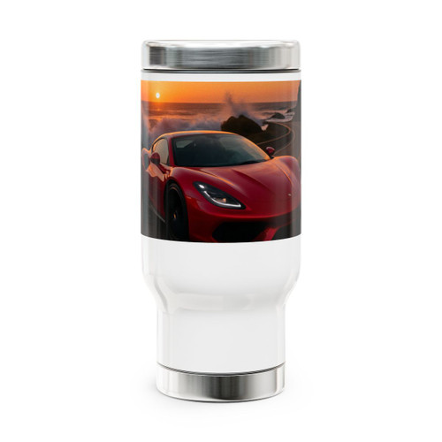 Speed and Elegance - Stainless Steel Travel Mug with Handle, 14oz