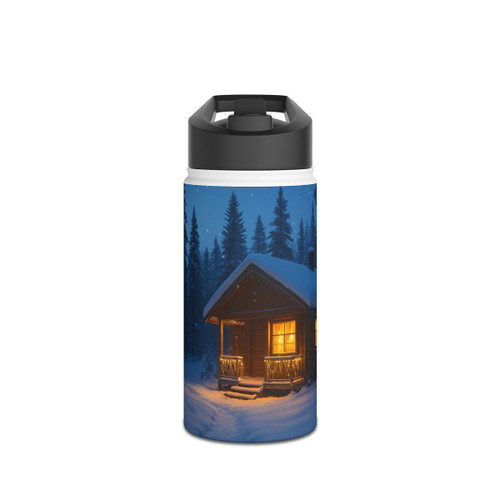 Joyful Winter Wonderland - Stainless Steel Water Bottle, Standard Lid