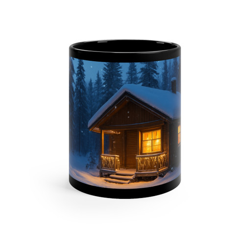Joyful Winter Wonderland - Black Coffee Mug, 11oz