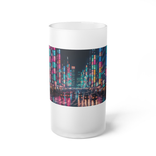 Tokyo Neon Streets - Frosted Glass Beer Mug