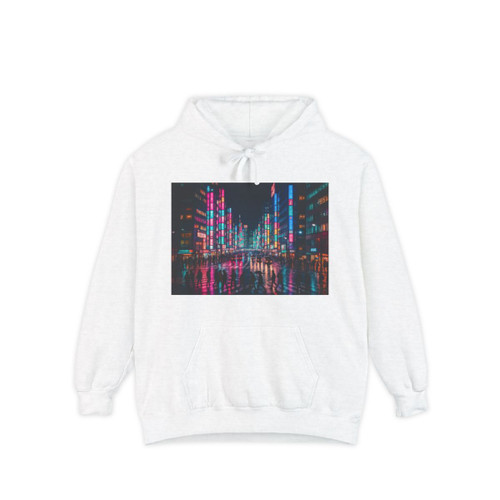 Tokyo Neon Streets - Unisex Garment-Dyed Hoodie