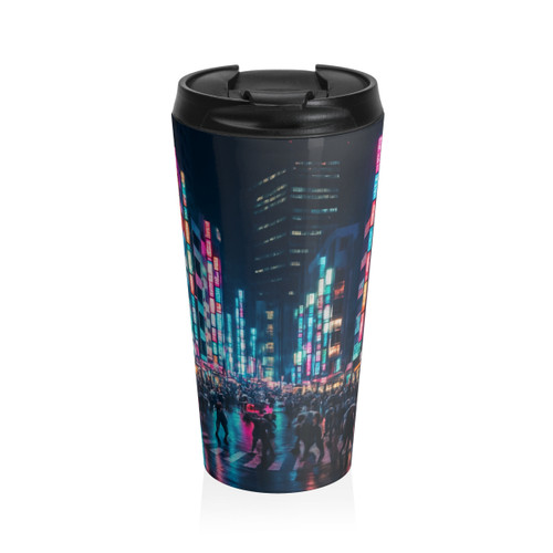 Tokyo Neon Streets - Stainless Steel Travel Mug