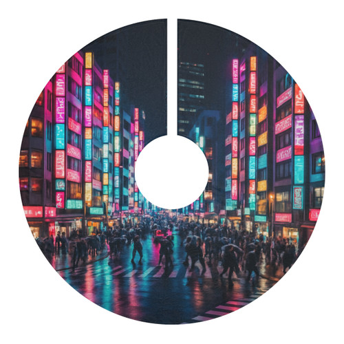 Tokyo Neon Streets - Christmas Tree Skirts