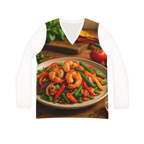 Flavorful Journeys - Women's Long Sleeve V-neck Shirt (AOP)