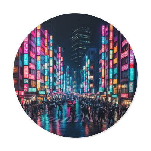 Tokyo Neon Streets - Round Vinyl Stickers