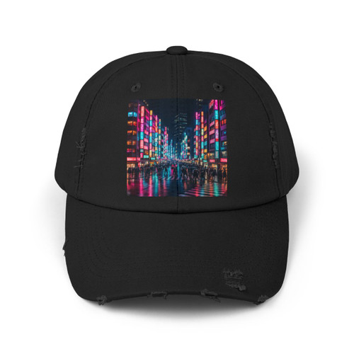 Tokyo Neon Streets - Unisex Distressed Cap
