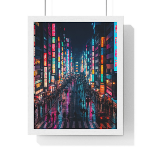 Tokyo Neon Streets - Vertical Framed Poster