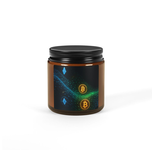 Digital Currency Wave - Scented Soy Candle (Multi-Size, Amber Jar)