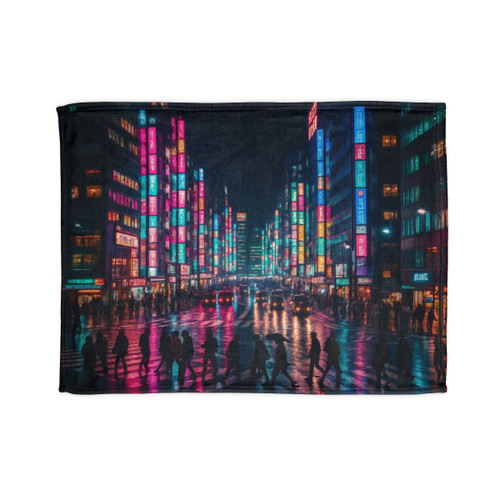 Tokyo Neon Streets - Soft Polyester Blanket