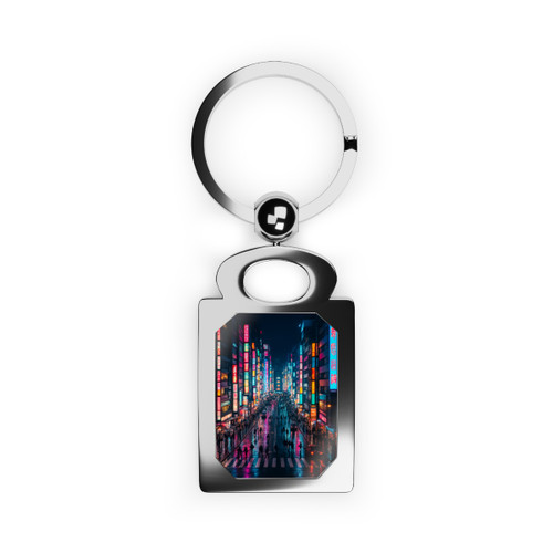 Tokyo Neon Streets - Rectangle Photo Keyring