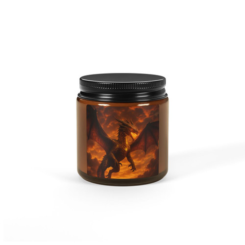 Golden Ember Serpent - Scented Soy Candle (Multi-Size, Amber Jar)
