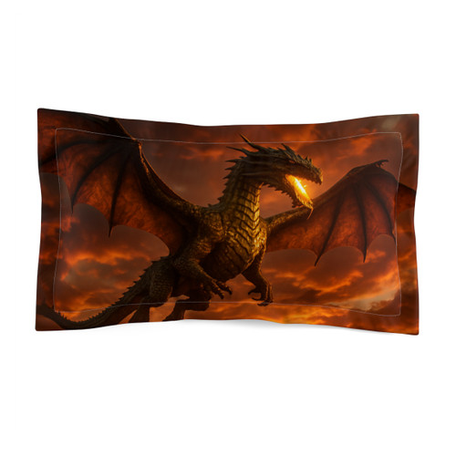 Golden Ember Serpent - Microfiber Pillow Sham