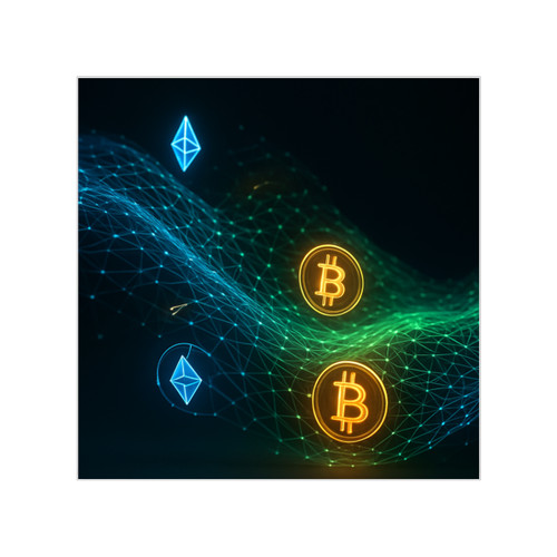 Digital Currency Wave - Transparent Outdoor Stickers, Square, 1pc