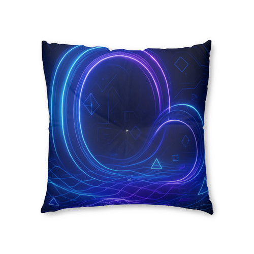Digital Dreamscape - Tufted Floor Pillow, Square