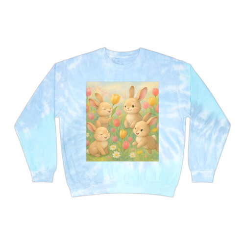 Bunny Blossom Parade - Unisex Tie-Dye Sweatshirt Bunny Blossom Parade - Unisex Tie-Dye Sweatshirt
