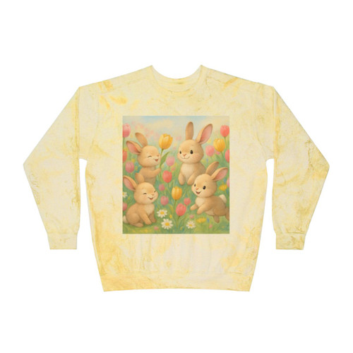 Bunny Blossom Parade - Unisex Color Blast Crewneck Sweatshirt Bunny Blossom Parade - Unisex Color Blast Crewneck Sweatshirt