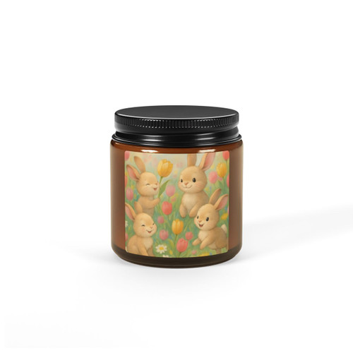 Bunny Blossom Parade - Scented Soy Candle (Multi-Size, Amber Jar)