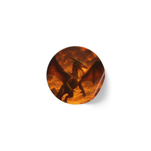 Golden Ember Serpent - Round Sticker Label Rolls