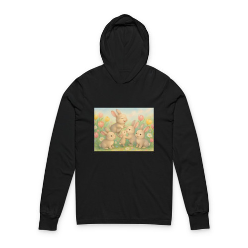 Bunny Blossom Parade - Unisex Hooded Long Sleeve Tee Bunny Blossom Parade - Unisex Hooded Long Sleeve Tee