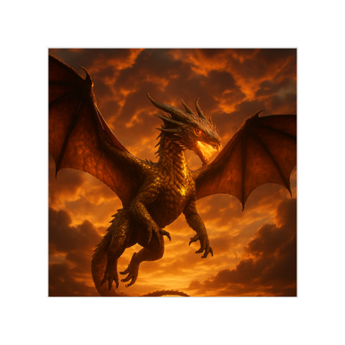 Golden Ember Serpent - Transparent Outdoor Stickers, Square, 1pc