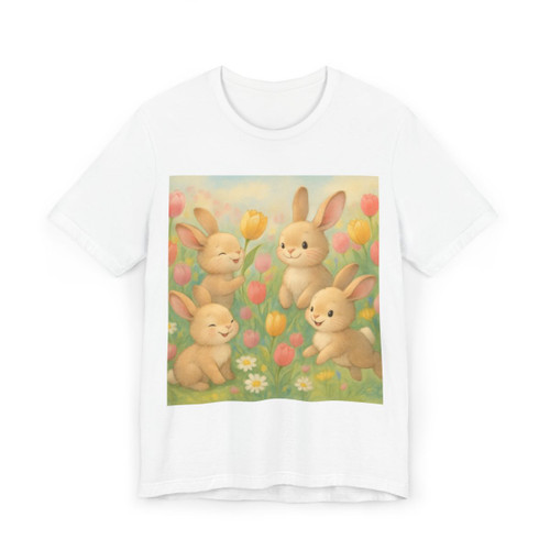 Bunny Blossom Parade - Unisex Jersey T-Shirt Bunny Blossom Parade - Unisex Jersey T-Shirt