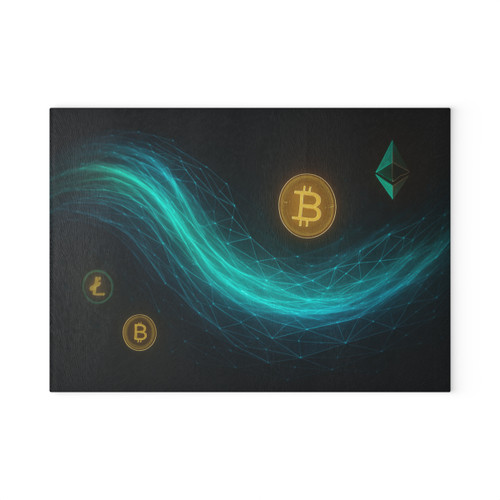 Digital Currency Wave - Glass Cutting Board