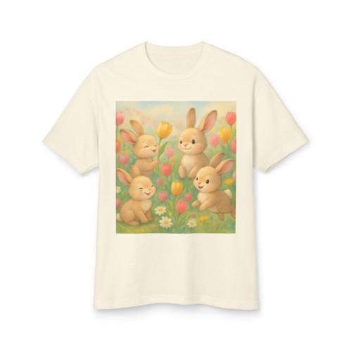 Bunny Blossom Parade - Unisex Garment-Dyed Heavyweight Cotton Tee Bunny Blossom Parade - Unisex Garment-Dyed Heavyweight Cotton Tee
