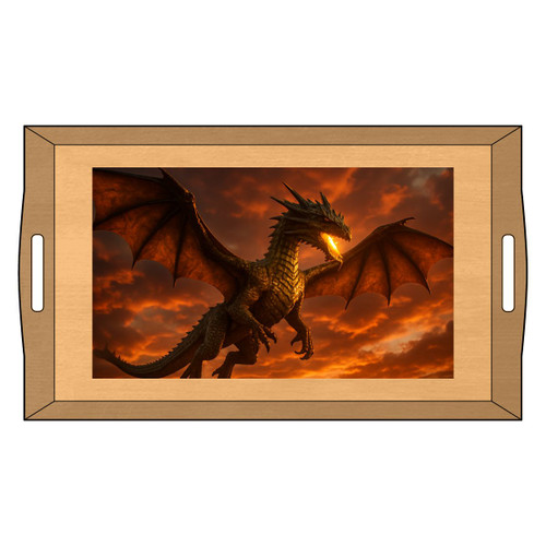 Golden Ember Serpent - Bamboo Serving Tray (Engraving)
