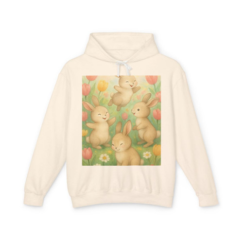 Bunny Blossom Parade - Unisex Lightweight Hooded Sweatshirt Bunny Blossom Parade - Unisex Lightweight Hooded Sweatshirt