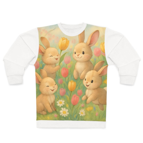 Bunny Blossom Parade - Unisex Sweatshirt (AOP) Bunny Blossom Parade - Unisex Sweatshirt (AOP)