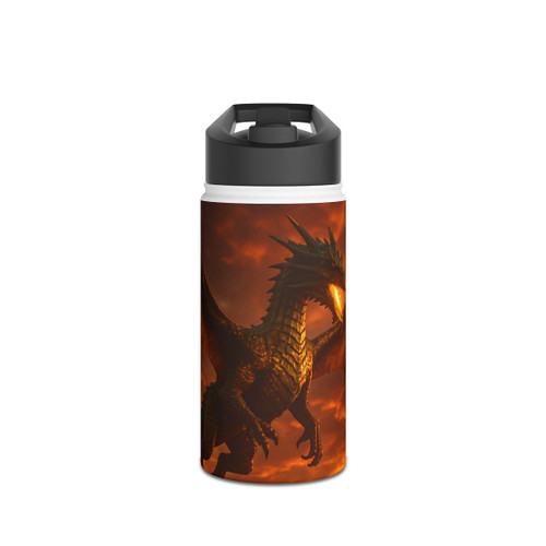 Golden Ember Serpent - Stainless Steel Water Bottle, Standard Lid