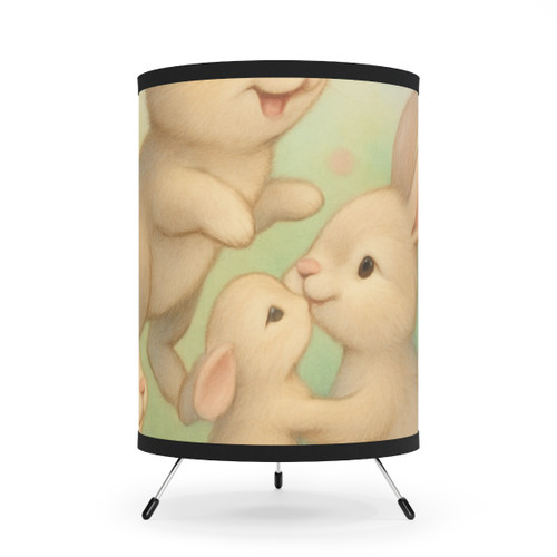 Bunny Blossom Parade - Tripod Lamp with High-Res Printed Shade, US\CA plug