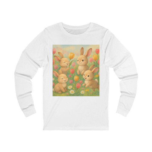Bunny Blossom Parade - Unisex Jersey Long Sleeve Tee Bunny Blossom Parade - Unisex Jersey Long Sleeve Tee
