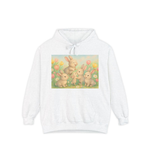 Bunny Blossom Parade - Unisex Garment-Dyed Hoodie Bunny Blossom Parade - Unisex Garment-Dyed Hoodie