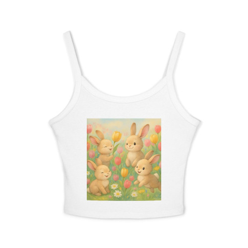 Bunny Blossom Parade - Women's Spaghetti Strap Tank Top Bunny Blossom Parade - Women's Spaghetti Strap Tank Top